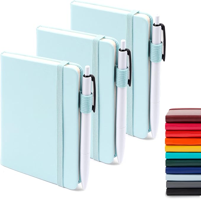 feela 3 Pack Pocket Small Notebook Journals, Mini Cute Memo Notepad Hardcover by feela