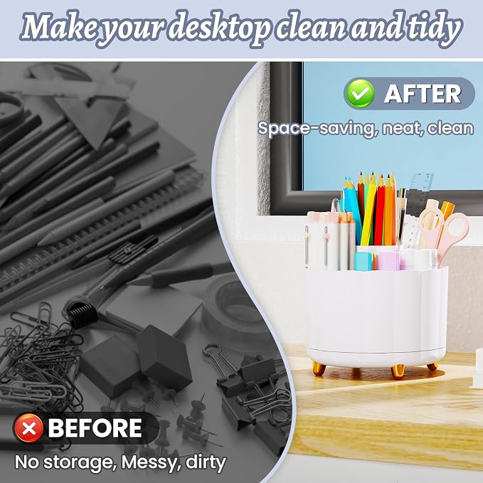 360 Rotating Pencil Pen Holder for Desk, Cute Office Supplies, Desk Accessories - Image 4