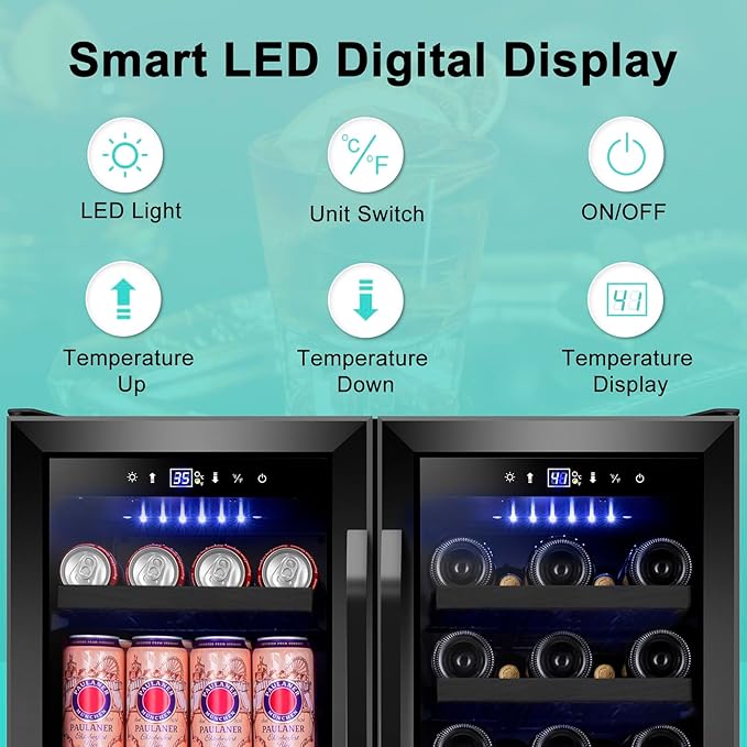 30'' Wine and Beverage Refrigerator, Upgrade Dual Zone Wine Cooler, 30 Inch Wine beverage Fridge Built in or Freestanding Under Counter Large Capacity Glass Door Advanced Cooling System,Black-DeskLoop Office