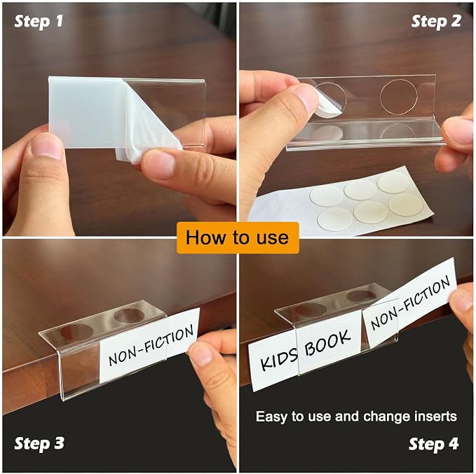 ChanQnTon Acrylic Shelf Labels, L-Shape Book Shelf Labels, Price Tags, Sign - Image 7