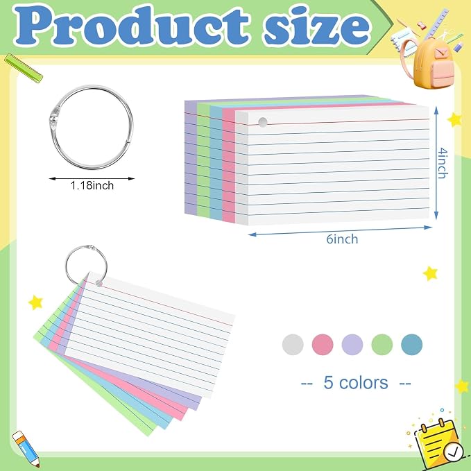 Colored Index Cards 4x6 Inch Flash Cards - Image 2