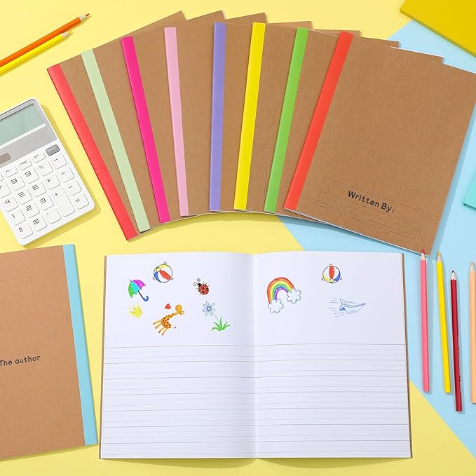 Henoyso 40 Pcs Primary Composition Notebook 9 3/4 x 7 1/2 Inch Kids Journal, Back to School Supplies, K-2 Primary Writing Notebook for Kids Student Draw and Write Story Journal (Stylish Color)-DeskLoop Office