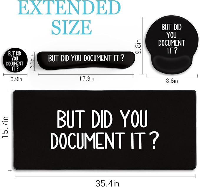 LIMKRIAN Black Mouse Pad Large Desk Mat Set, Funny Mouse Pad - Image 6