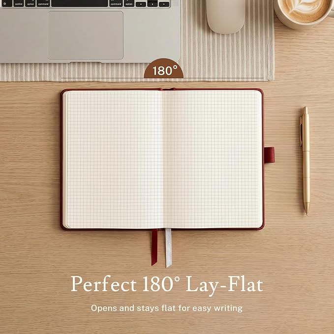PAGELYST Graph Grid Paper Notebook, 200 Pages, 4 Pack Leather Hardcover Notebook - Image 6