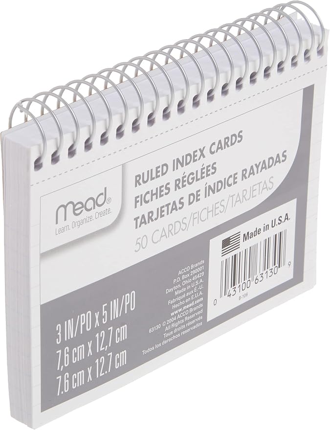 Mead Index Cards, Ruled Front, Blank Back, 50 Cards - Image 3