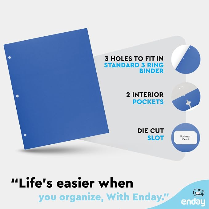 Blue Folders with Pockets 2 Pocket Folder Bulk, Two Pockets File - Image 3