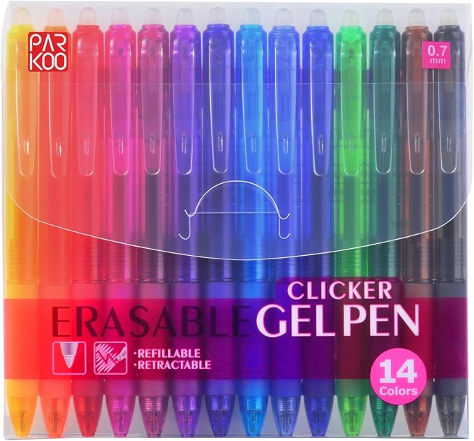 ParKoo Retractable Erasable Gel Pens Clicker 14 Colors, Fine Point 0.7mm - Image 9