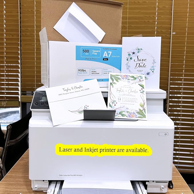 500 Pcs White A7 Invitation Envelopes 5 1/4 x 7 1/4 Square Flap Envelopes Self - Image 6