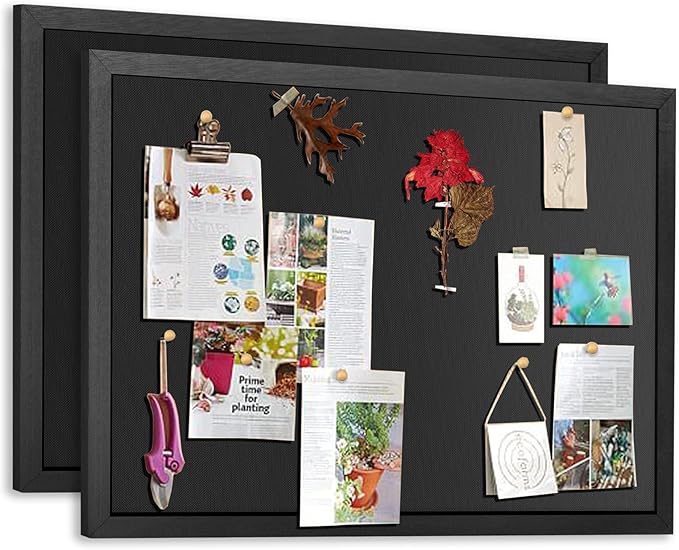 2 Pack Large Bulletin Board, 23 "x17 Black Cork Boards for Walls with Frame, Pin Display Board Vision Board for Home School Office Decor-DeskLoop Office