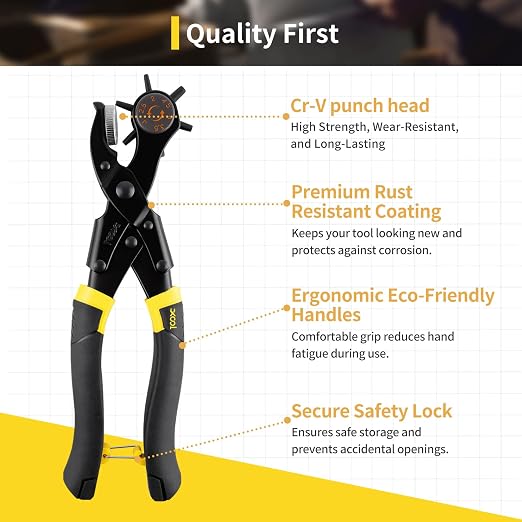 XOOL Upgraded Long Handle Leather Hole Punch Set, Punch Pliers - Image 5