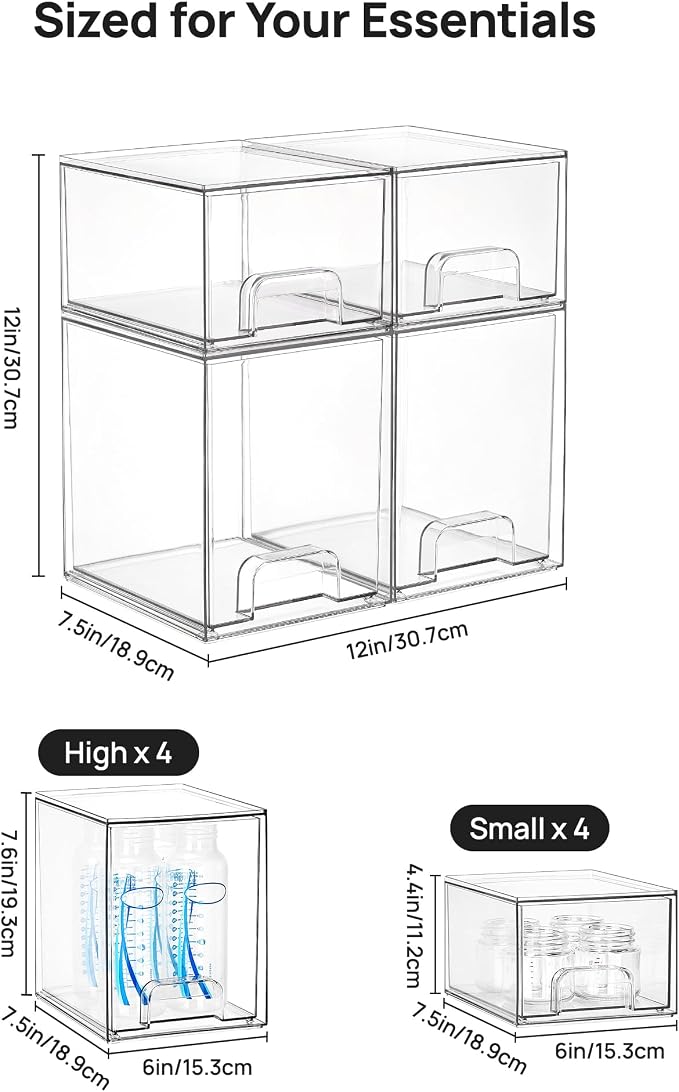 Vtopmart Stackable Storage Drawers Set of 8, Beauty Supplies Storage, Pantry - Image 3