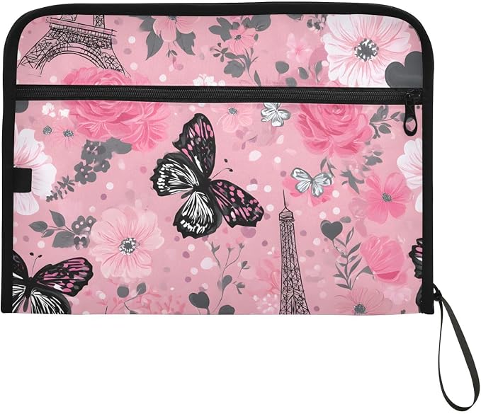 Expanding File Folder Butterfly Rose Eiffeltier Tower Paris France Accordion - Image 7