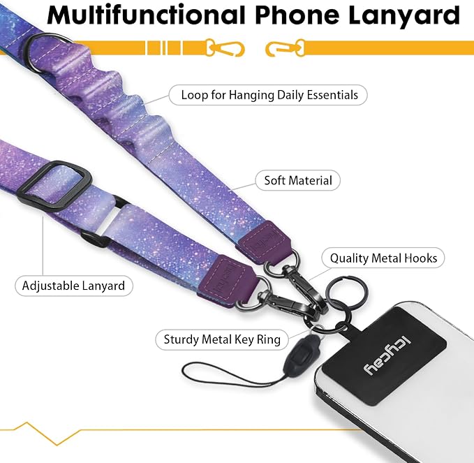 Icycay Phone Lanyard Crossbody, Starry Sky Cell Phone Strap - Image 3