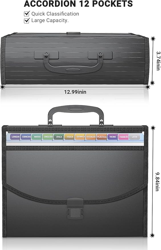 TOPCJ Accordion File Organizer, Expanding File Folder Portable Filing Folders - Image 4
