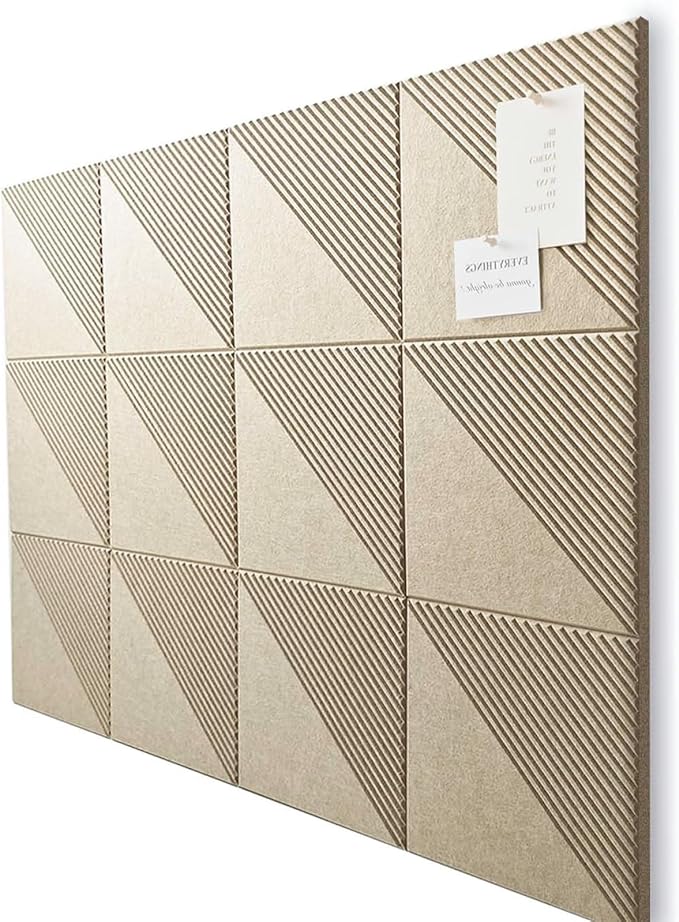 Large Cork Board for Walls 48"x 36", 12 Pack Felt Wall Tiles with Safe Removable Adhesive Tabs, Cork Board for Office,Pinboard Bulletin Board - Tan-DeskLoop Office