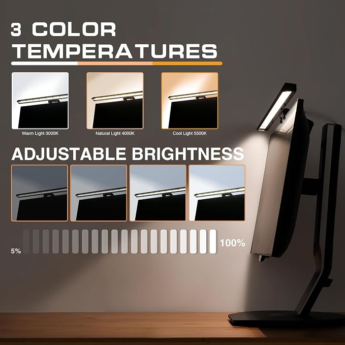 Monitor Light Bar with RGB Backlight, 3 Color Temperatures & Stepless Dimming - Image 2