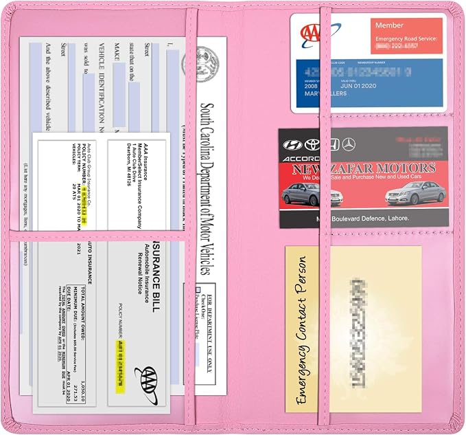 Wisdompro Car Document Holder Organiser, PU Leather Vehicle Insurance and - Image 2