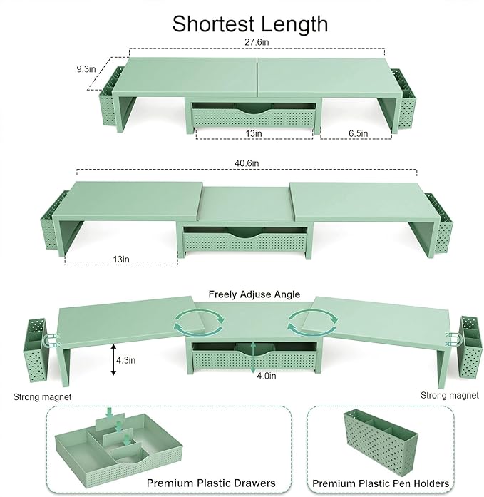 gianotter Dual Monitor Stand Riser, Desk Organizer - Image 4