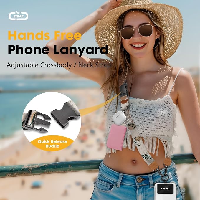 Icycay Phone Lanyard Crossbody, Abstract Leaf Cell Phone Strap - Image 2