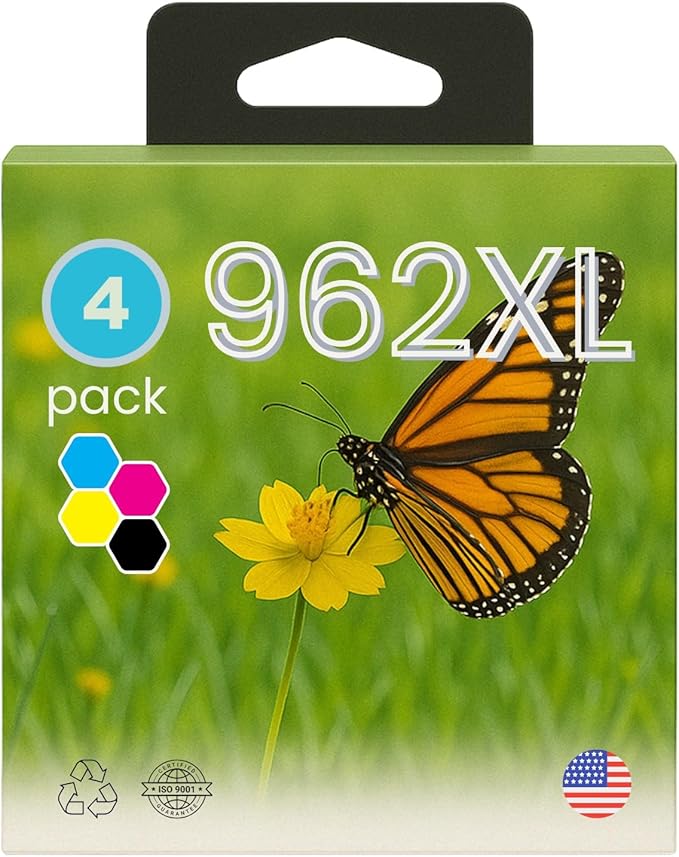 4 Pack Compatible 962XL Remanufactured HP Ink Cartridge 4 Pack 962. Includes Black, Cyan, Magenta and Yellow. Working with OfficeJet Pro 9015e, OfficeJet Pro 9010, OfficeJet Pro 9025e.-DeskLoop Office