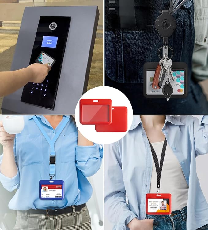 15 Pack Sliding ID Badge Holder Horizontal Hard Plastic Card Case Protector - Image 6