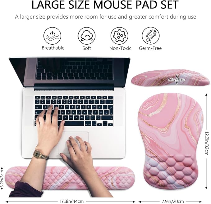 Mouse Pad Wrist Support, Laokiiy 2 in1 Keyboard Wrist Rest+ Ergonomic Mouse Pad - Image 5