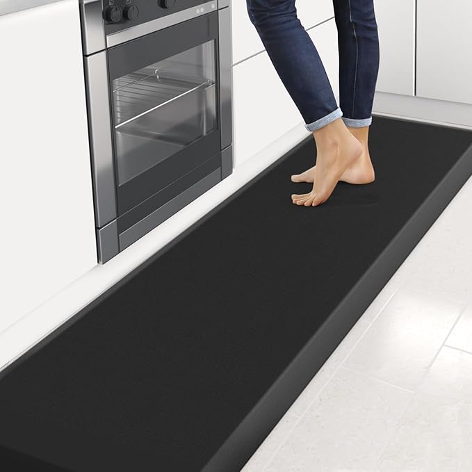 4/5 Inch Thick Kitchen Mats for Floor, StepRite Kitchen Rug for Standing Desk, Non-Slip, Thicker, Stain Resistant, Waterproof, Comfort Anti Fatigue Floor Mat for Home, Kitchen, Office - Black,108*30''-DeskLoop Office