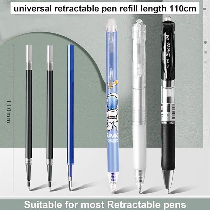 30 Pcs Black Blue Ink Gel Pen Refills 0.5mm Fine Point, Erasable Replacement - Image 5