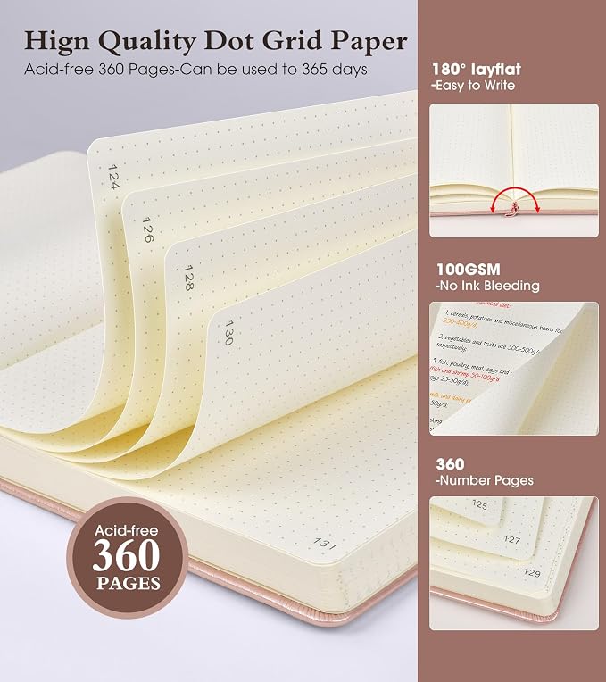Ansopu Dotted Journal Notebook, 360 Numbered Pages Dot Grid Notebooks 8.5 x 11 - Image 2