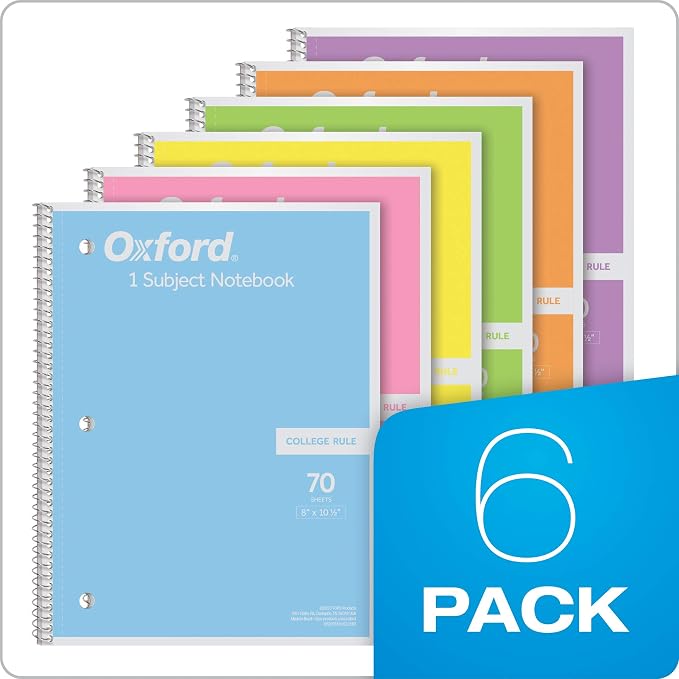 Oxford Spiral Notebook, 1 Subject, College Ruled Paper, 8 x 10-1/2 Inch - Image 6