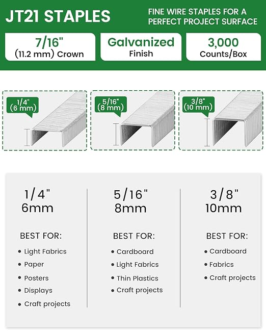 meite JT21 Staples, 3/8 Inch Galvanized Fine Wire Staples - Image 2
