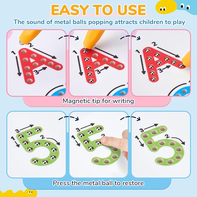 JoyCat Magnetic Letter and Number Tracing Board Set, Double Sided Alphabet & - Image 3
