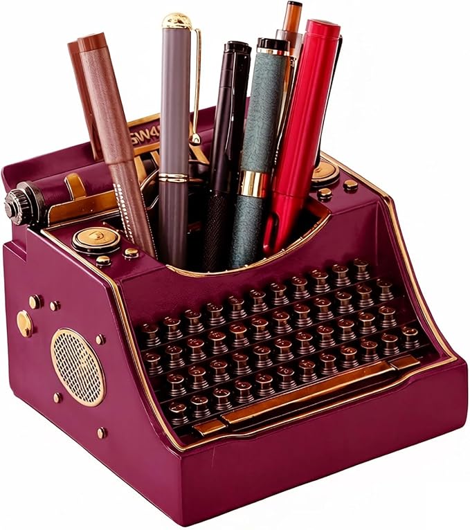 Retro Typewriter Pen Holder Desk Organizers by Amoysanli