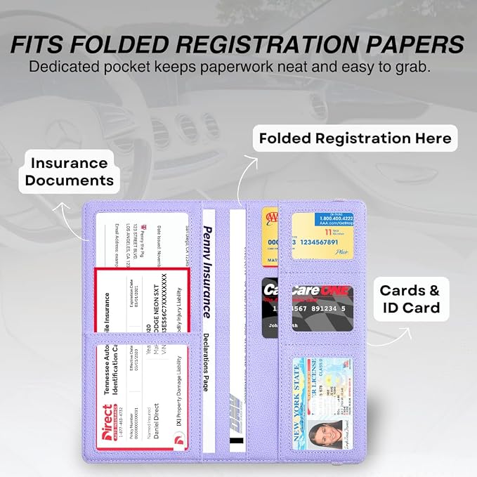 LINTRU 6-Pocket Car Registration & Insurance Card Holder - Image 2