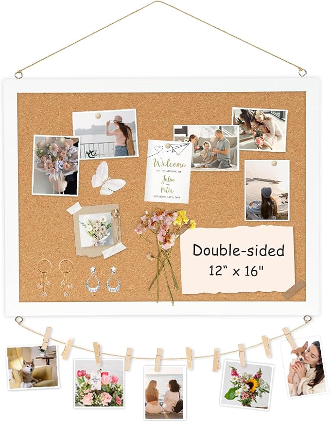 Double-Sided Small Wood Framed Cork Board by AMUSIGHT