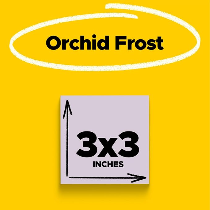 Post-it Super Sticky Notes, 3 x 3 in, Orchid Frost, 5 Pads, 90 Sheets/Pad | - Image 2