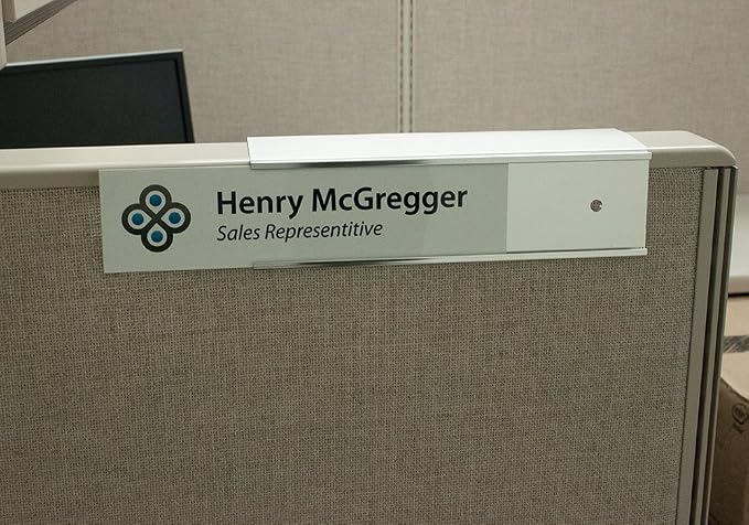 The Original Aluminum Cubicle Custom Name Plate Holder Silver | Silver base - Image 3