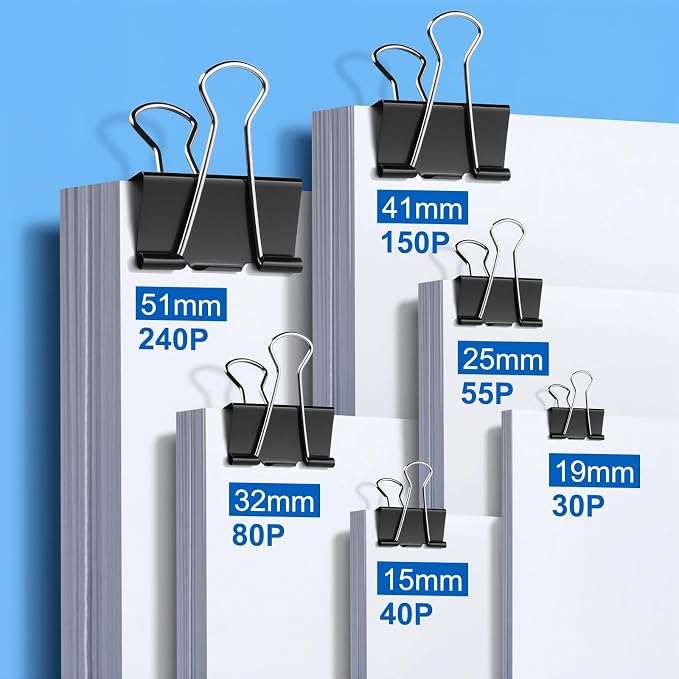 228 PCS Binder Clips Assorted Sizes, Extra Large Medium Small Mini and Micro - Image 5