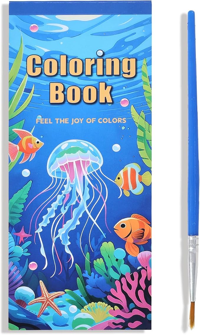 Women's Mini Paint with Water Coloring Book, 12 Pages Sea World Small Coloring by Unknown