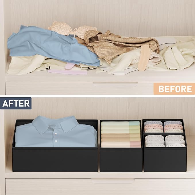 DIMJ Drawer Organizer Clothes Storage - 24 Pack Baby Dresser Organizer for Nursery, Small Fabric Closet Drawer Organizer Bins for Underwears Socks, Foldable Storage Dividers Organization for Bedroom-DeskLoop Office