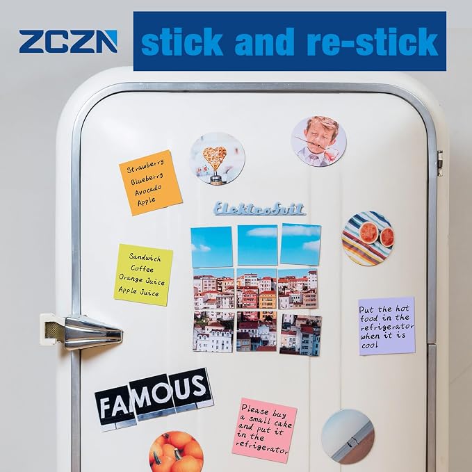 ZCZN 400 Sheets Pop-up Sticky Notes, 3 x 3 Inches, 4 Pads Bright Color - Image 3