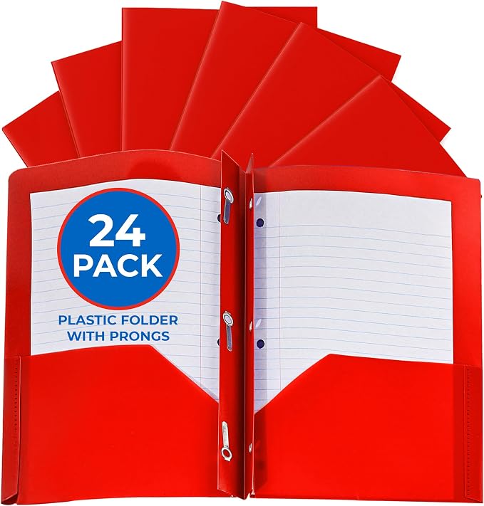 24 Pack Red Plastic Folders by EPI