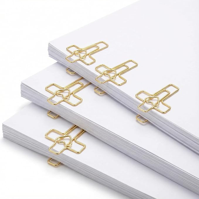 Gold Heart Cross Paper Clips Gold - Image 4