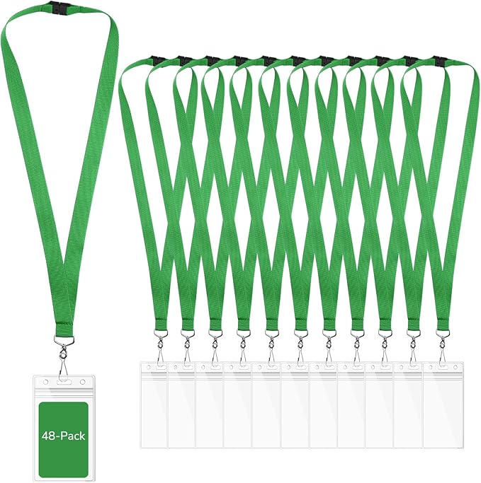 48-Pack Green Breakaway Lanyards by WEZEBEL
