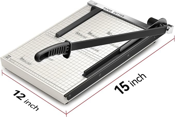 15 inch Guillotine Paper Cutter, LOTHANEK Heavy Duty Metal Base Cutting Machine - Image 5
