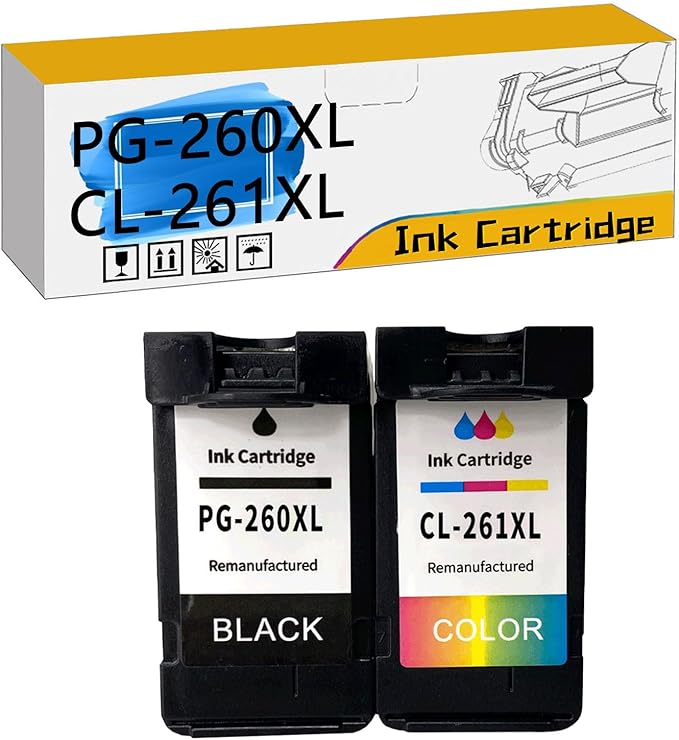 PG-260XL CL-261XL PG260 PG-260 CL261 CL-261 Ink Cartridges, Compatible for Canon TS6420a TS6420 TR7020a TR7020 TS5320 All in One Printers【High Print Volume with Chip Black*1+Color*1-DeskLoop Office