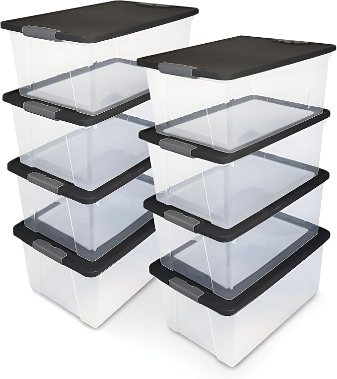 HOMZ 8-Pack Snaplock, Small Clear Plastic Storage Organizer Bins - Image 8