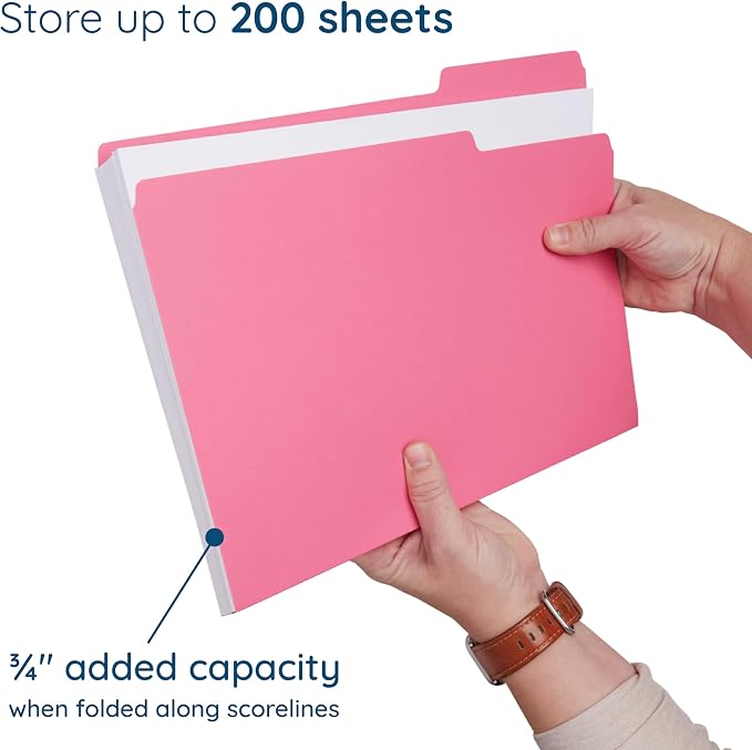 100 Blue Summit Supplies Pink File Folders, Letter Size - Image 3