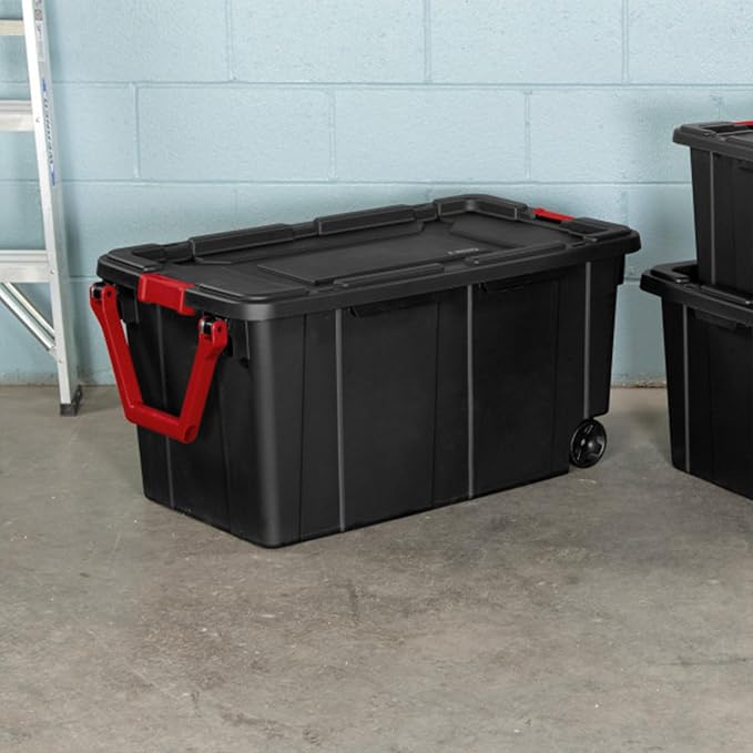 Sterilite 8-Pack Industrial Tote, Heavy-Duty Storage Bins w/Lids and Wheels - Image 7