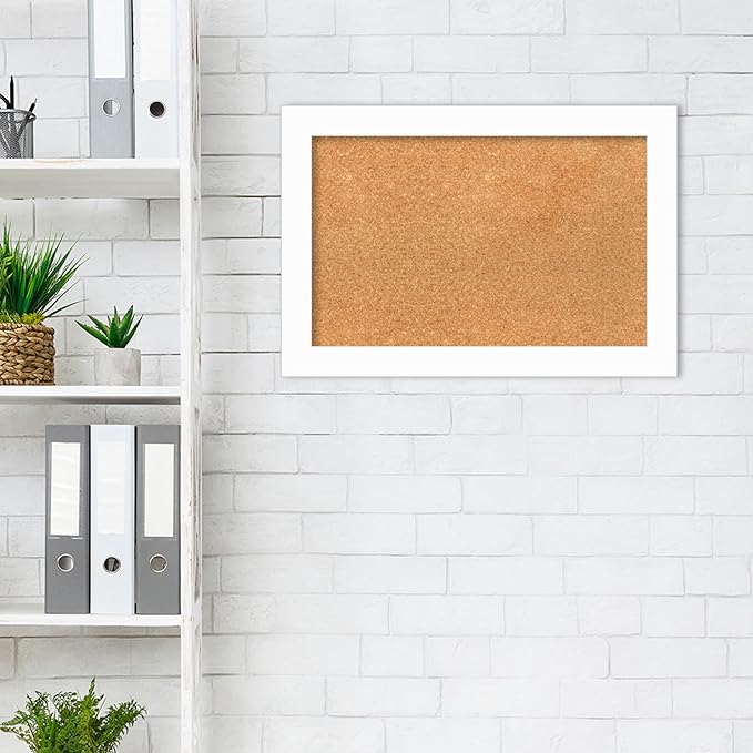 Amanti Art Natural Cork Board for Wall, 17x25 Vision Board with White Frame, Small Corkboard Office Decor for Home Organization, Casual Corkboard Pinboard to Display Items for Home Organization in-DeskLoop Office